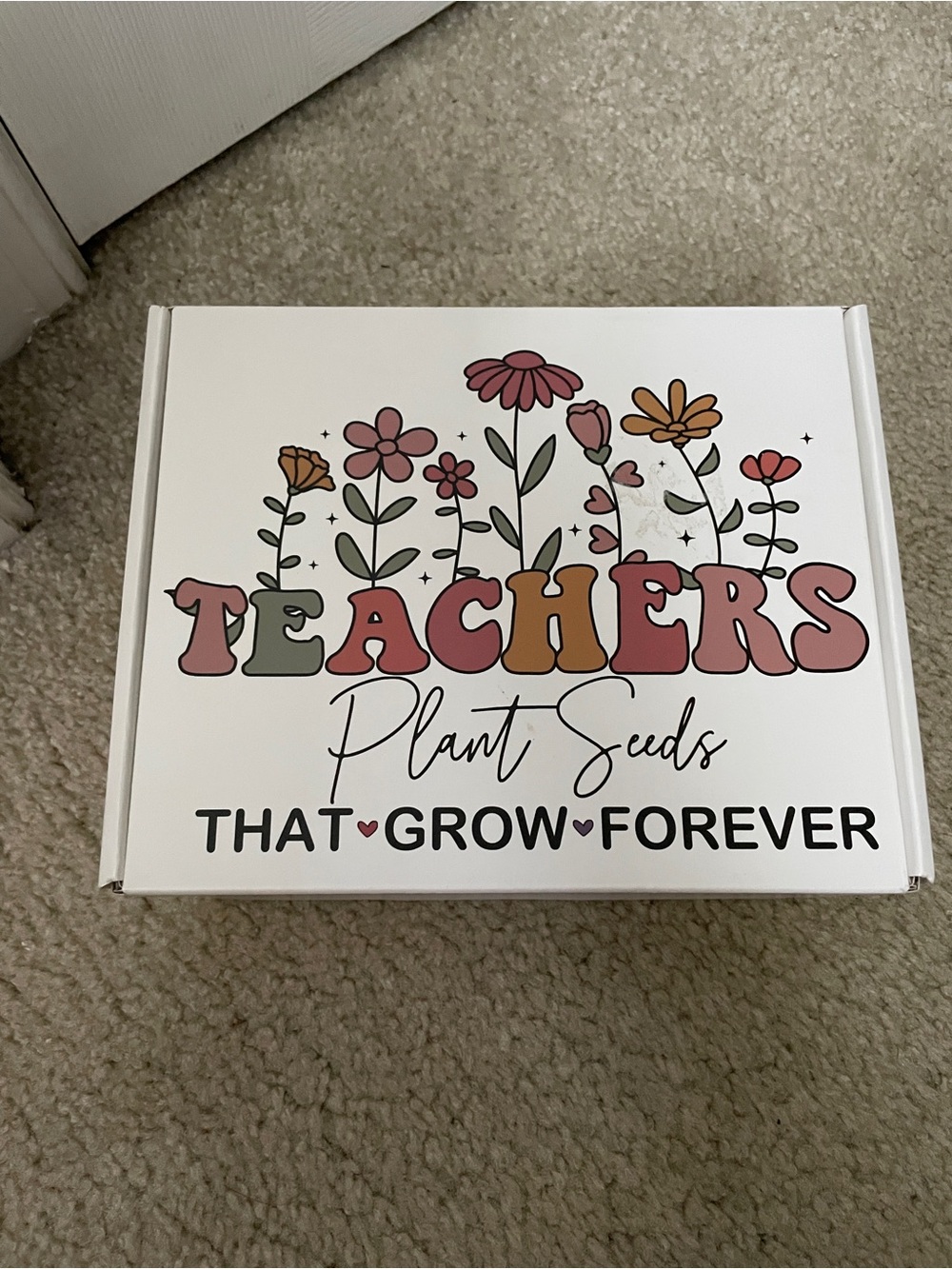 Teachers Plant Seeds Box - Floral Pink & Mustard Design